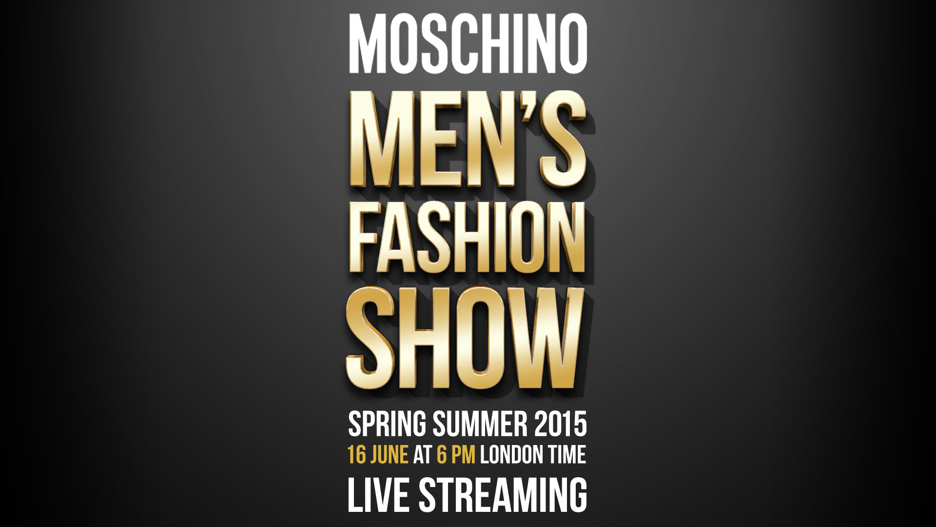Moschino Spring Summer 2015 Men's Fashion Show Live Streaming 16th June 6pm London