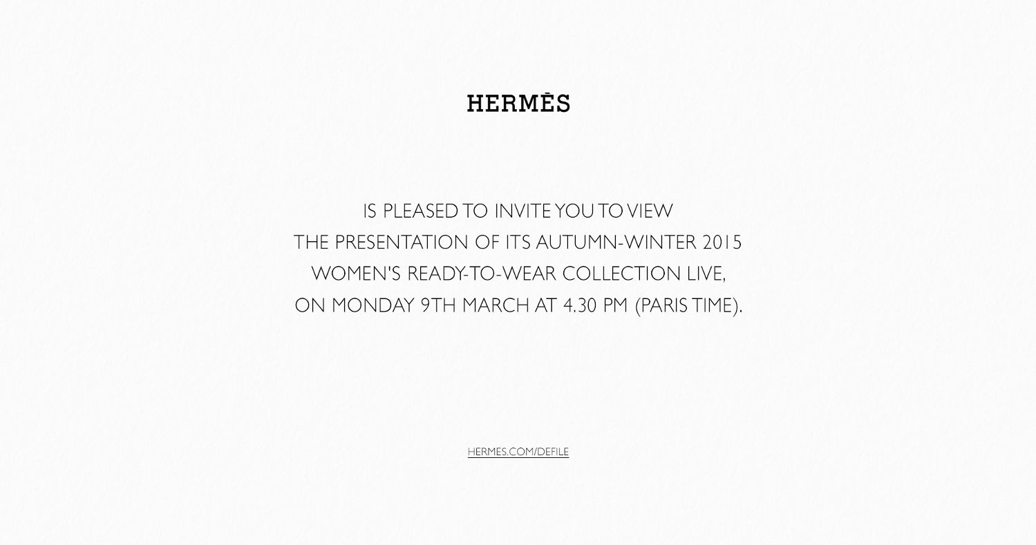 Hermès Fall Winter 2015-16 Women's Fashion Show Live from Paris Fashion Week