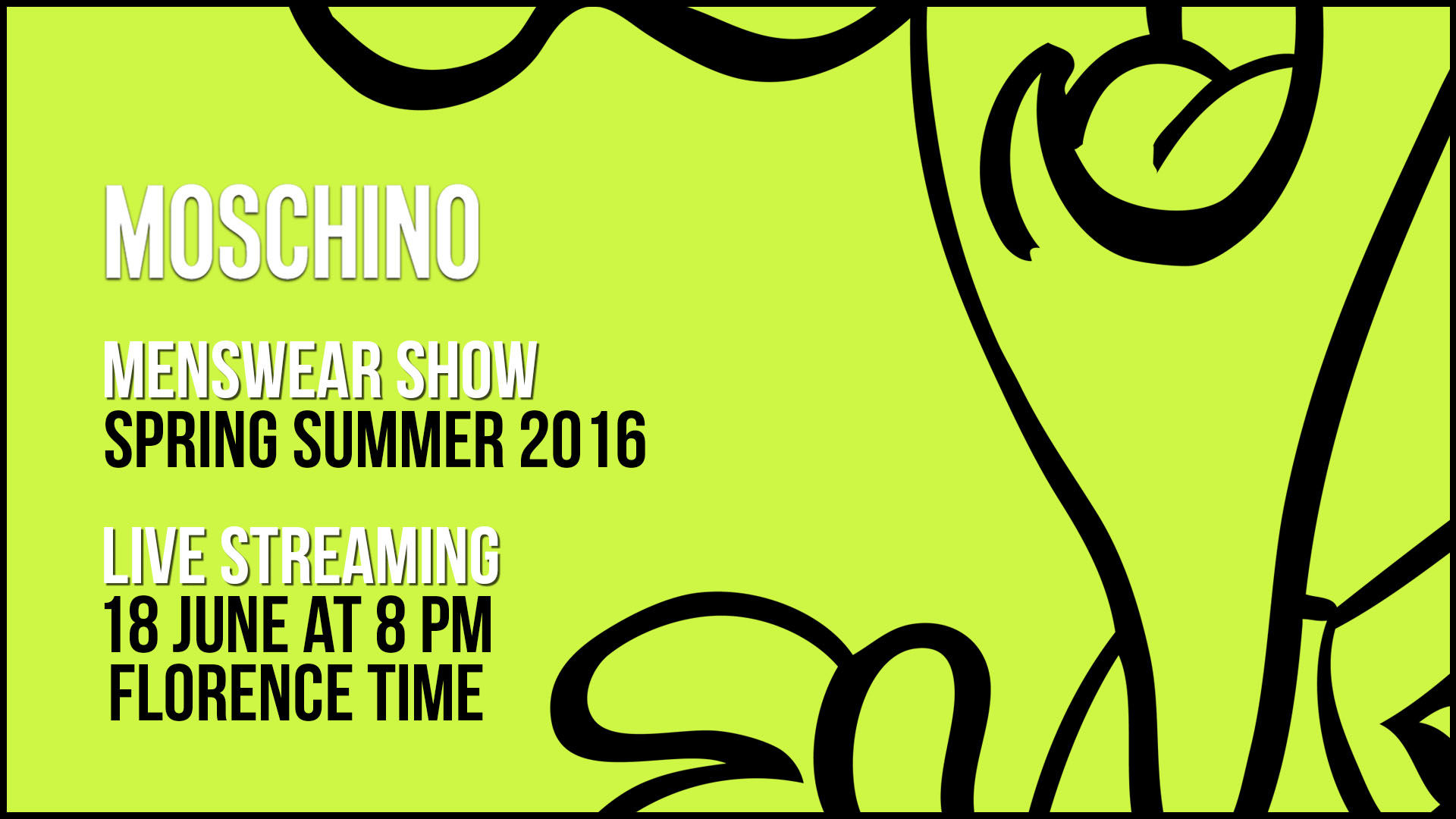 Moschino Spring Summer 2016 Men's Fashion Show Live Streaming 18th June 8pm Florence