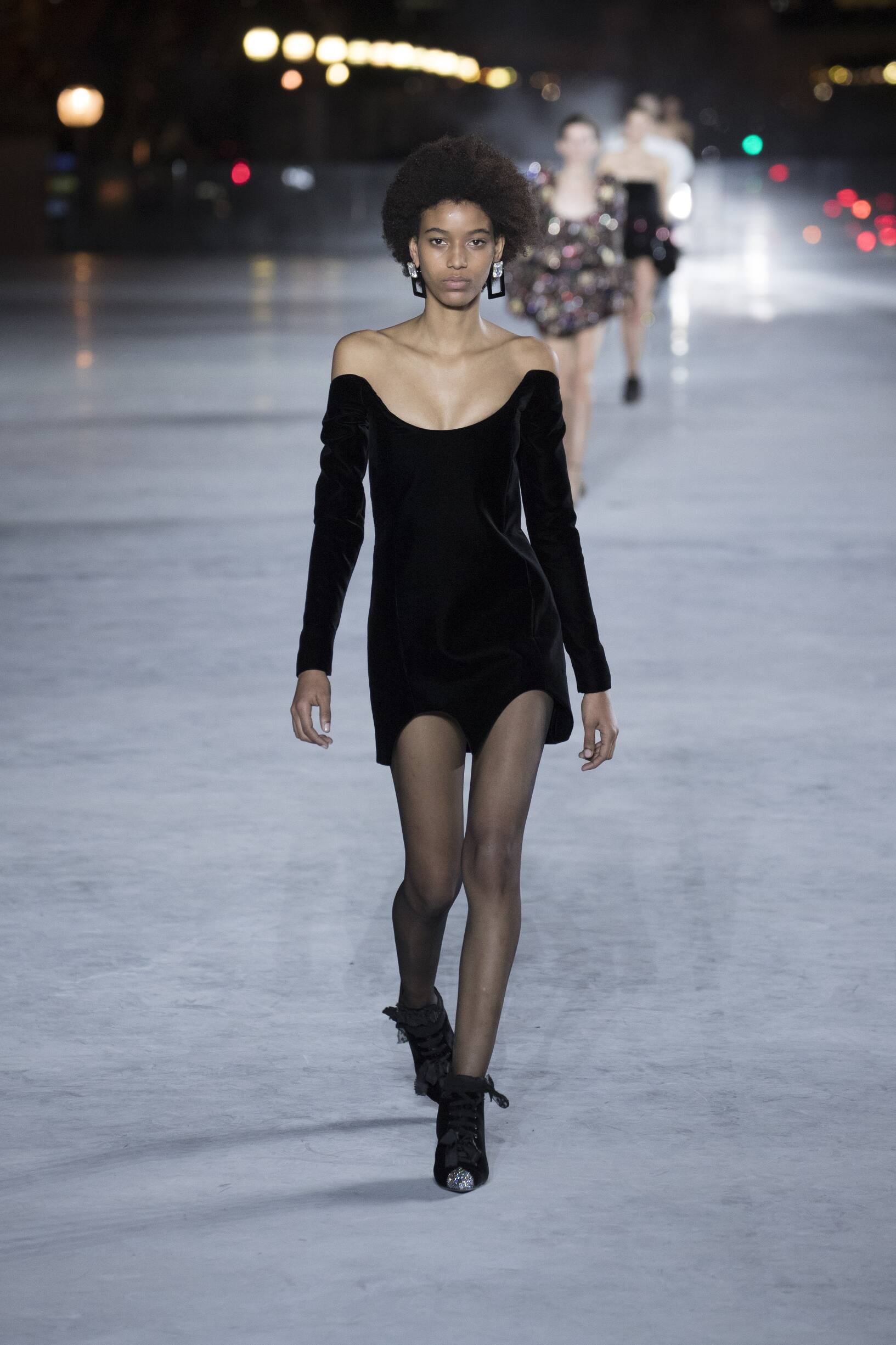 Fashion Woman Model Saint Laurent Catwalk
