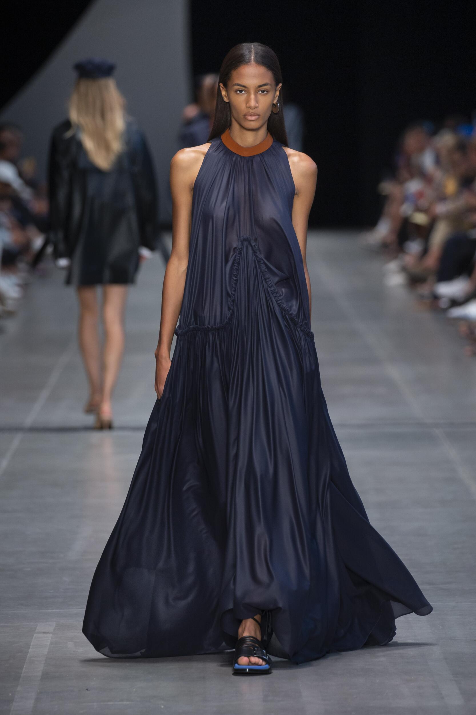 better-caress New Fashion Runway Maxi Dress Ruffles Printed Chiffon Long Dress 